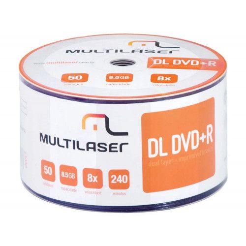 DVD+R 8.5 GB DUAL LAYER PINO PRINTABLE - REF. DV047 - CAIXA COM 50 UNIDADES
