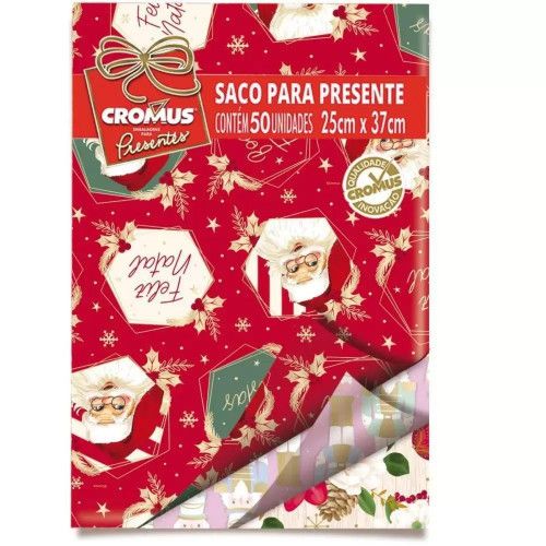 SACO 60X90CM METALICO SORTIDO NATAL CROMUS - REF. 99003144 - PACOTE COM 25 UNIDADES