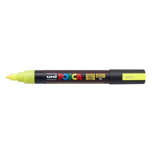 CANETA UNI POSCA FLUORESCENTE AMARELO CIS - REF. PC-5M - CAIXA COM 6 UNIDADES