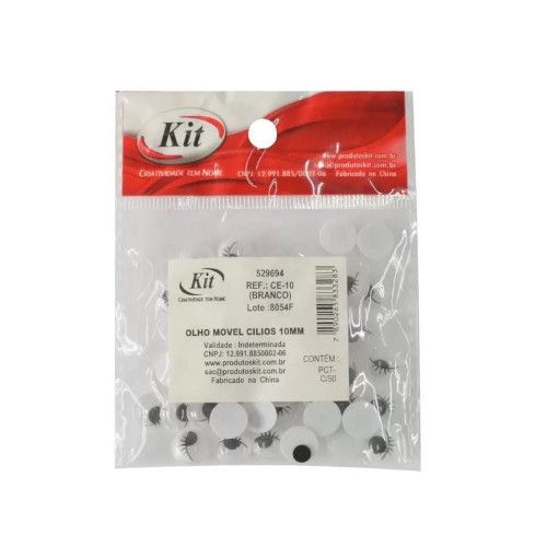 OLHINHOS 10MM ARTICULADOS COM CILIOS KIT - REF. CE-10/529694 - PACOTE COM 50 UNIDADES