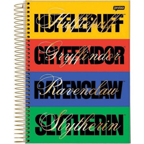 CADERNO 10 MATERIAS CAPA DURA 200 FOLHAS HARRY POTTER JANDAIA - REF. 63600 - PACOTE COM 4 UNIDADES