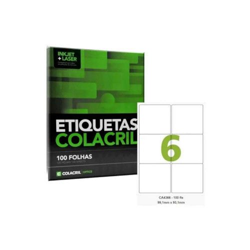 ETIQUETA LASER 100 FOLHAS COLACRIL - REF. CA4366 - 1 UNIDADE