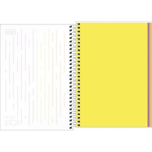 CADERNO ESPIRAL CAPA DURA 1/4 80 FOLHAS NEON KORI TILIBRA - REF. 30277 - PACOTE COM 4 UNIDADES