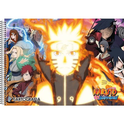 CADERNO CARTOGRAFIA CAPA DURA 60 FOLHAS NARUTO SAO DOMINGOS - REF. 233319 - PACOTE COM 5 UNIDADES