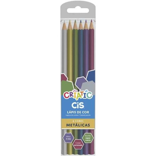 LAPIS 6 CORES CRIATIC METALICAS CIS - REF. 60.0400 - PACOTE COM 12 UNIDADES