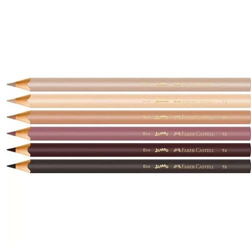 LAPIS 6 CORES JUMBO TONS DE PELE FABER-CASTELL - REF. 125006CC - PACOTE COM 12 UNIDADES