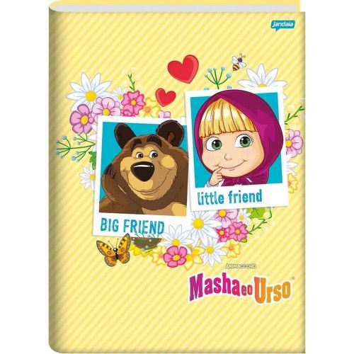 CADERNO BROCHURAO CAPA DURA 48 FOLHAS MARSHA E URSO JANDAIA - REF. 65486 - PACOTE COM 10 UNIDADES