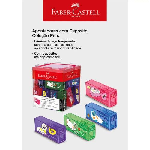APONTADOR DEPOSITO PETS FABER-CASTELL - REF. 125PETZF - CAIXA COM 25 UNIDADES
