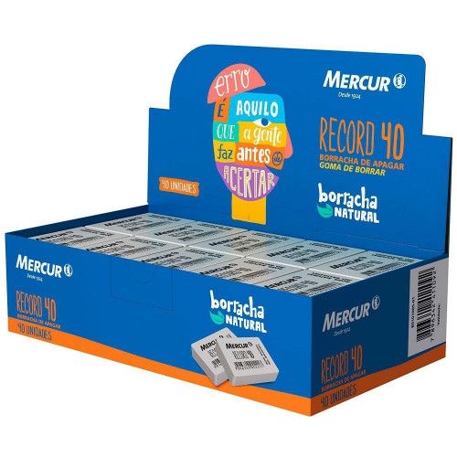 BORRACHA BRANCA RECORD 40 MERCUR - REF. B0101005-01 - CAIXA COM 40 UNIDADES