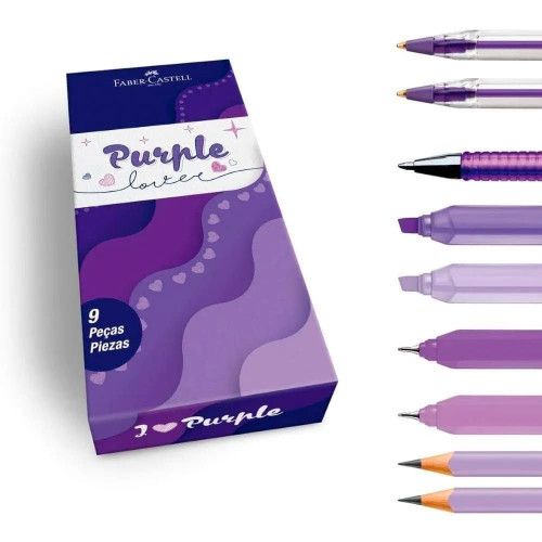 KIT PURPLE LOVER COM 9 PECAS FABER-CASTELL - REF. KIT/PURPLEL - 1 UNIDADE
