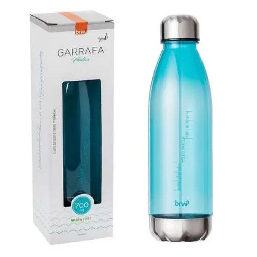 GARRAFA 700ML PLASTICA COM TAMPA BRW - REF. GA0210 AZUL PASTEL - 1 UNIDADE