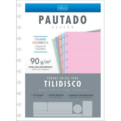 BLOCO PARA FICHARIO 80 FOLHAS TILIDISCO COLORIDO TILIBRA - REF. 34180 - 1 UNIDADE