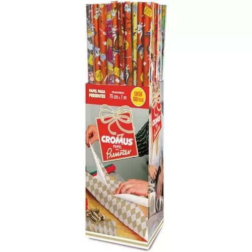 PAPEL PRESENTE 70X100CM SORTIDO CROMUS - REF. 12000033 - CAIXA COM 100 UNIDADES