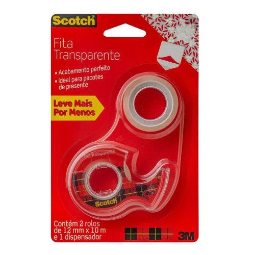 FITA ADESIVA TRANSPARENTE 12MMX10M C/2 C/SUPORTE SCOTC - HB004587562 1 UNIDADE