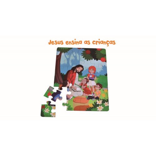 QUEBRA CABECA BIBLICO 24 PECAS MADEIRA AQUARELA - JESUS ENSINA A AMAR - 1 UNIDADE