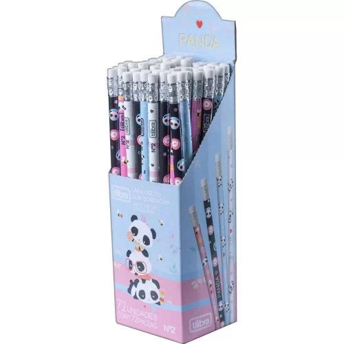 LAPIS PRETO N.2 REDONDO COM BORRACHA PANDA TILIBRA - REF. 34646 - CAIXA COM 72 UNIDADES