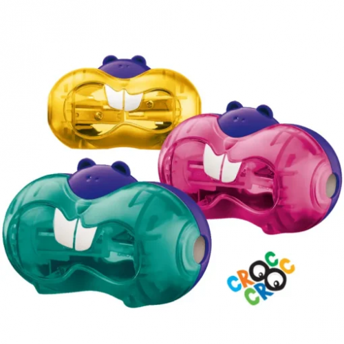 APONTADOR COM DEPOSITO 2 FUROS CROC CROC TWIST MAPED - REF. 018411 - CAIXA COM 12 UNIDADES