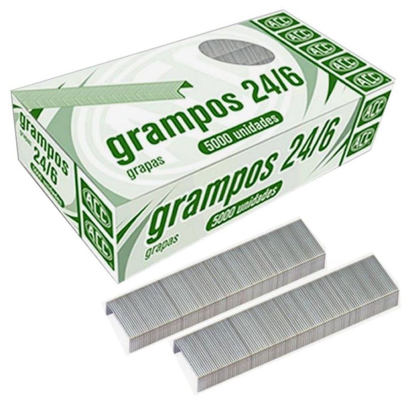 GRAMPO 24/6 GALVANIZADO COM 5000 ACC - 1 UNIDADE