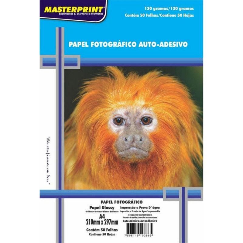 PAPEL FOTOGRAFICO A4 130G AUTO ADESIVO  50 FOLHAS MASTERPRINT - REF. 302010041 - 1  UNIDADE