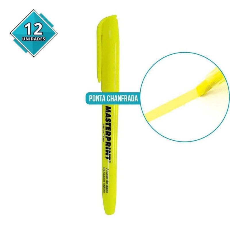 PINCEL MARCA TEXTO AMARELO MASTERPRINT - REF. MP612 - CAIXA COM 12 UNIDADES