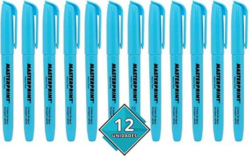 PINCEL MARCA TEXTO AZUL MASTERPRINT - REF. MP612 - CAIXA COM 12 UNIDADES