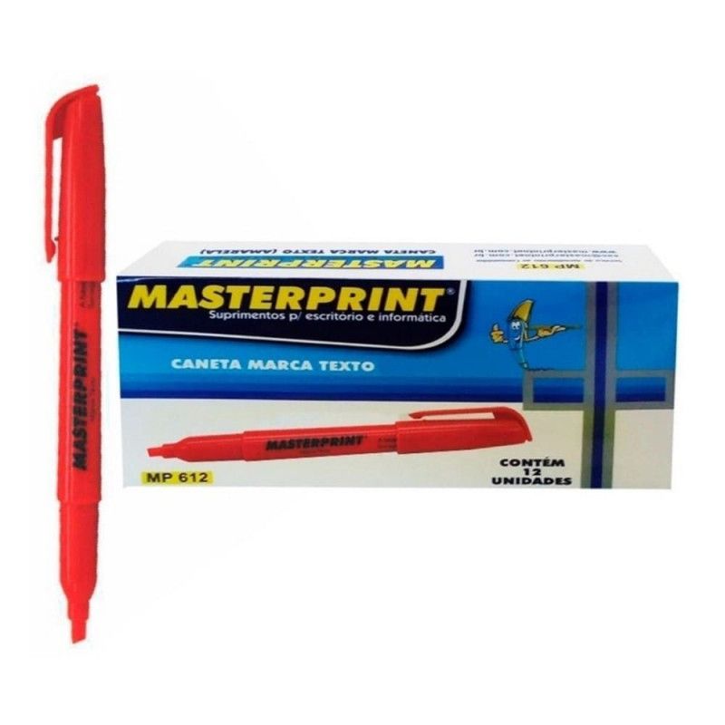 PINCEL MARCA TEXTO VERMELHO MASTERPRINT - REF. MP612 - CAIXA COM 12 UNIDADES