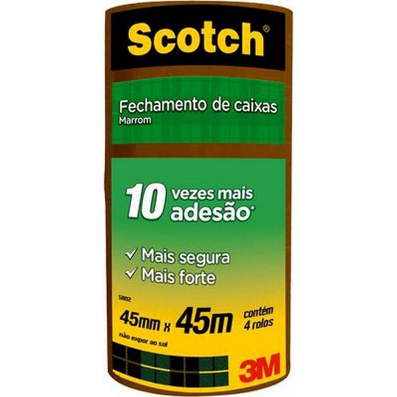FITA EMPACOTAMENTO 45MMX45M MARROM 3M - REF. 5802 - PACOTE COM 4 UNIDADES