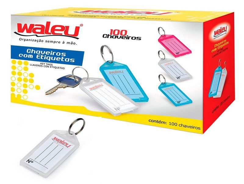 CHAVEIRO ORGANIZADOR DE CHAVES COM 100 WALEU - REF. 10180004 - 1 UNIDADE