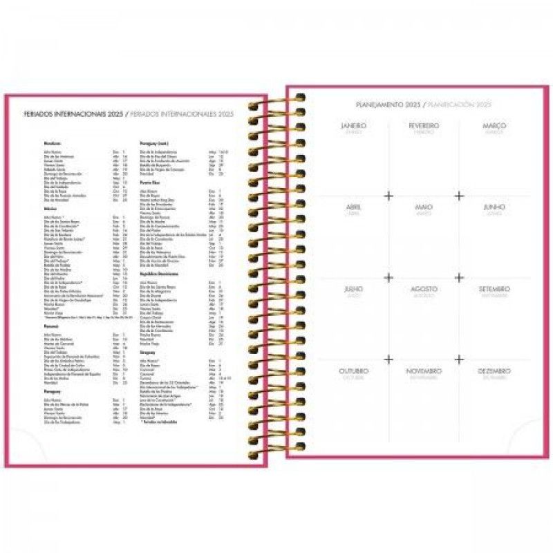 AGENDA ESPIRAL NAPOLI FEMININA M5 TILIBRA 2025 - REF. 145530 - PACOTE COM 5 UNIDADES