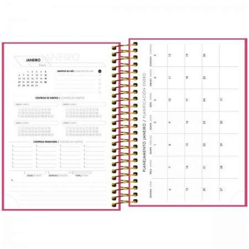 AGENDA ESPIRAL NAPOLI FEMININA M5 TILIBRA 2025 - REF. 145530 - PACOTE COM 5 UNIDADES