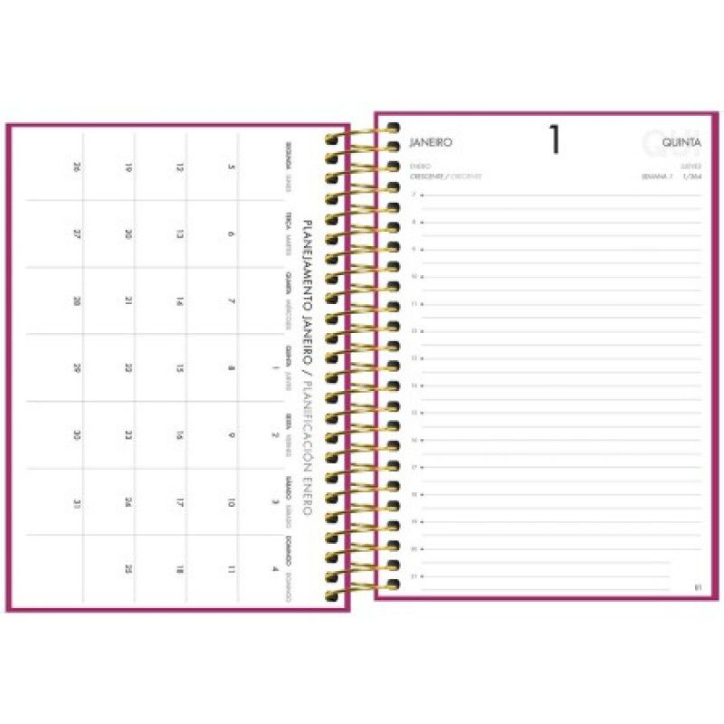 AGENDA ESPIRAL NAPOLI FEMININA M5 TILIBRA 2026 - REF. 145530 - PACOTE COM 5 UNIDADES