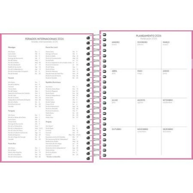 AGENDA ESPIRAL MAIS FEMININA M4 TILIBRA 2026 - REF. 144843 - PACOTE COM 4 UNIDADES SORTIDAS