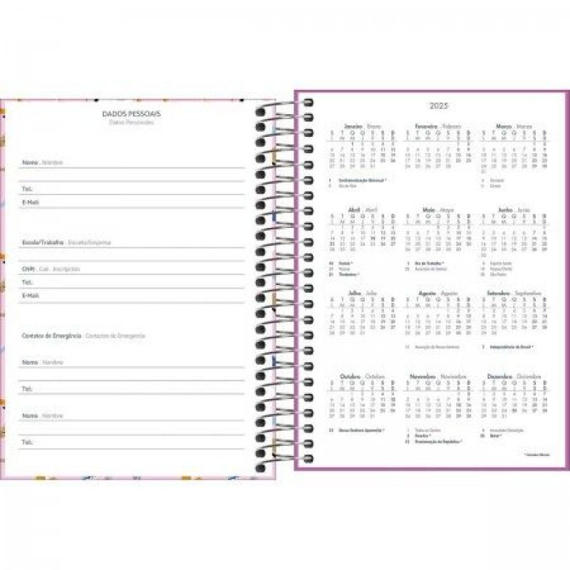 AGENDA ESPIRAL MAIS FEMININA M4 TILIBRA 2025 - REF. 144843 - PACOTE COM 4 UNIDADES SORTIDAS