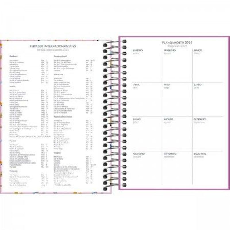 AGENDA ESPIRAL MAIS FEMININA M4 TILIBRA 2025 - REF. 144843 - PACOTE COM 4 UNIDADES SORTIDAS