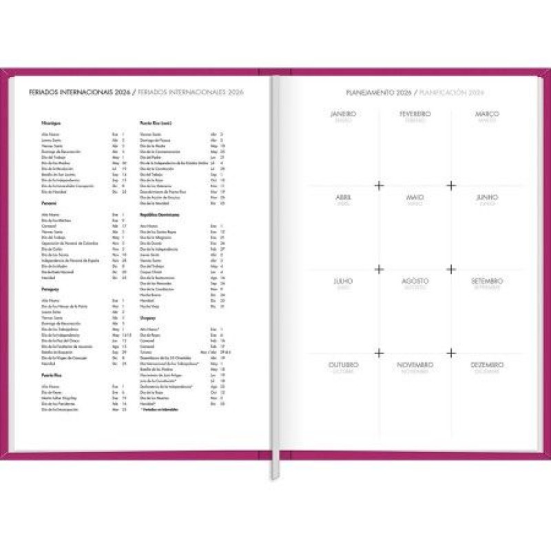 AGENDA COSTURADA NAPOLI M5 FEMININA TILIBRA 2026 - REF. 145548 - PACOTE COM 4 UNIDADES