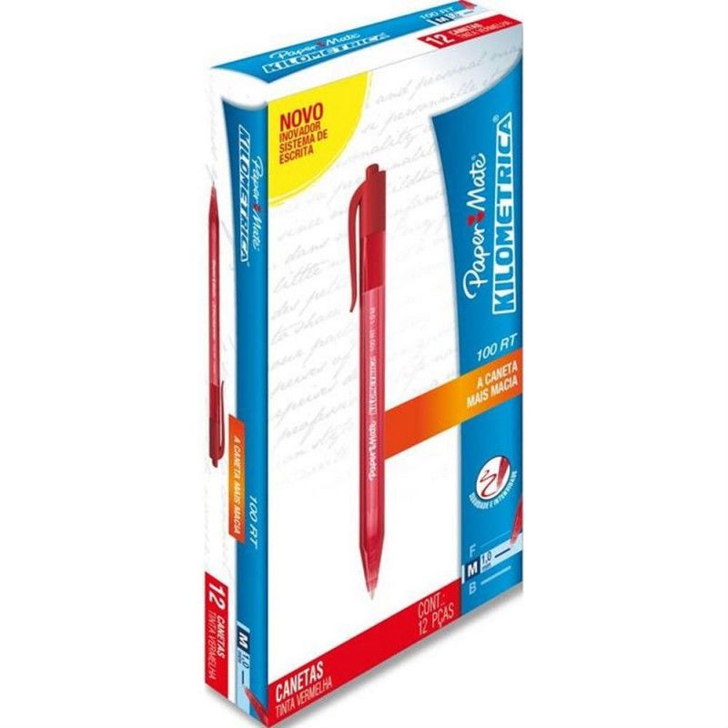 CANETA ESFEROGRAFICA 1.0 KILOMETRICA 100 RT VERMELHO  - REF. 2113/1919795 - CAIXA COM 12 UNIDADES