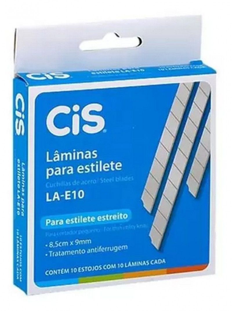 LAMINA ESTILETE ESTREITA 9MM CIS - REF. LA-E10 - CAIXA COM 10 PACOTES