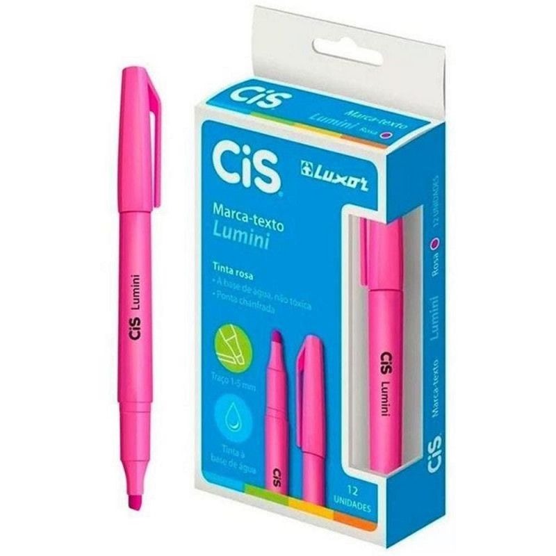 PINCEL MARCA TEXTO LUMINI ROSA  -  REF 4.8600  - 1 CAIXA COM 12 UNIDADES