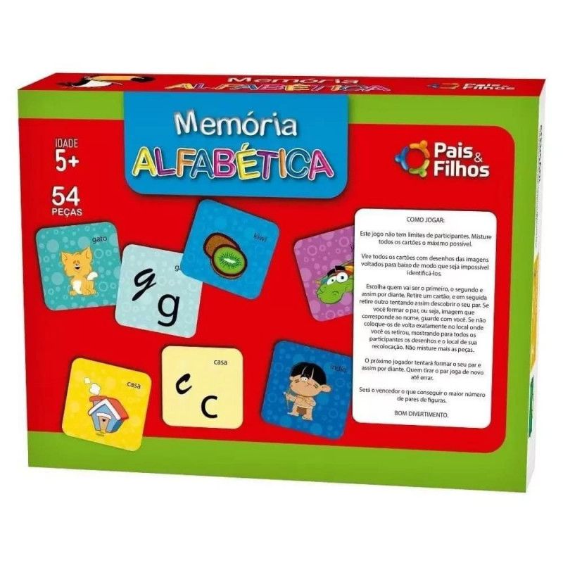 JOGO MEMORIA ALFABETICA 54 CARTAS PAIS E FILHOS - REF. 2814 - 1 UNIDADE