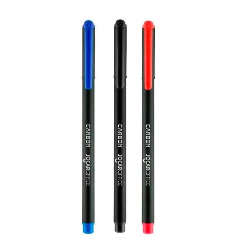 CANETA ESFEROGRAFICA 0.7 CARBON AZUL/PRETO/VERMELHO JOCAR OFFICE - REF. 97953 - PACOTE COM 30 UNIDADES