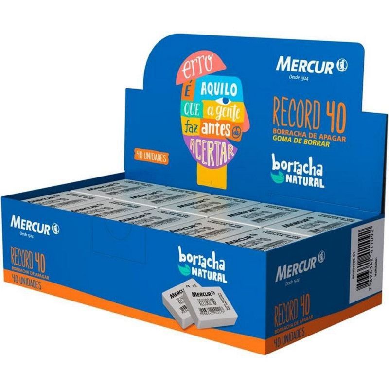 BORRACHA BRANCA RECORD 40 MERCUR - REF. 1005 - CAIXA COM 40 UNIDADES