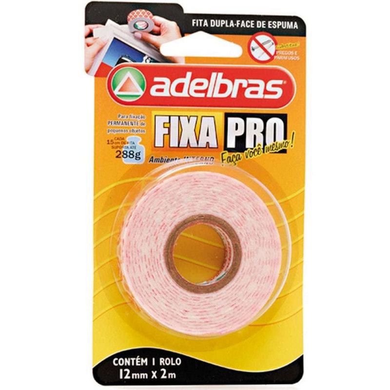 FITA DUPLA FACE ESPUMA 12MMX2M ADELBRAS - 1 UNIDADE