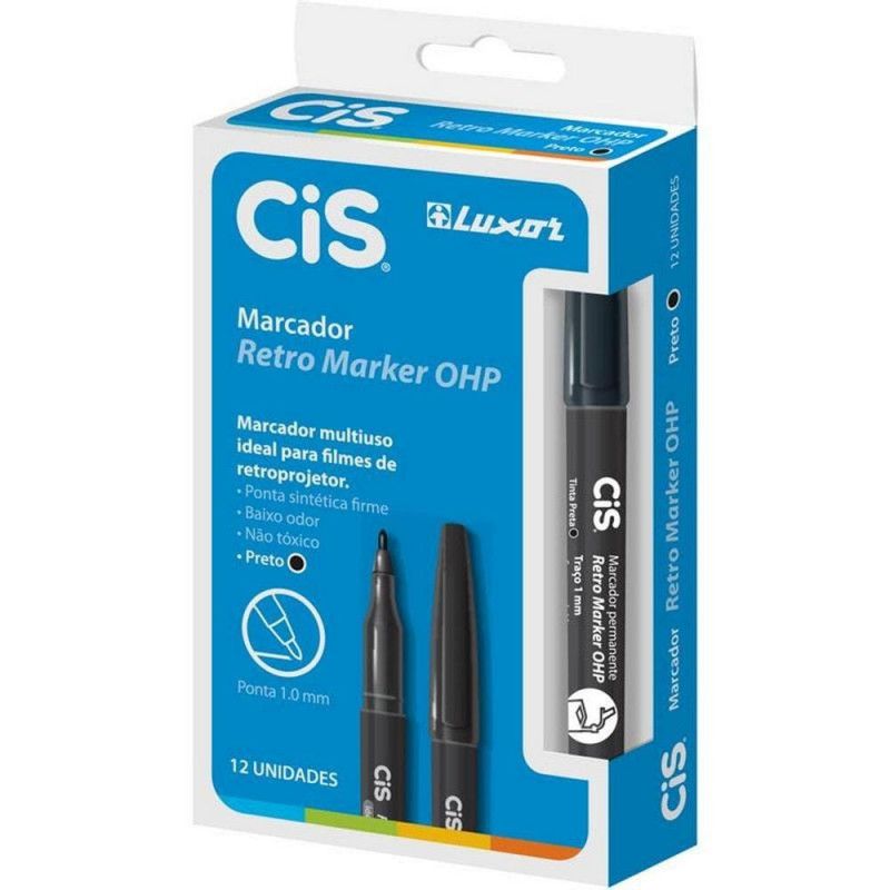 PINCEL RETRO PROJETOR 1.0 PRETO CIS - REF 46.7200 - 1 CAIXA COM 12 UNIDADES