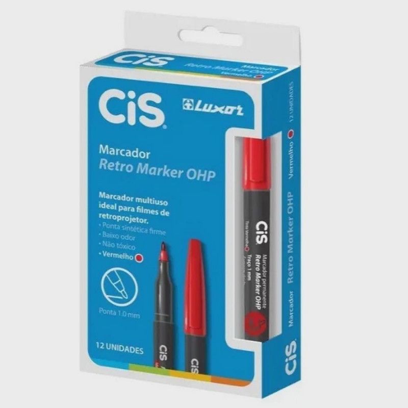 PINCEL RETRO PROJETOR 1.0 VERMELHO CIS - REF. 8382 - CAIXA COM 12 UNIDADES