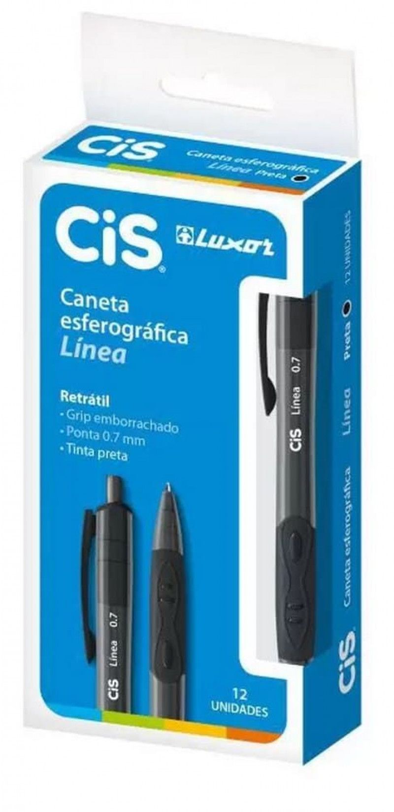 CANETA ESFEROGRAFICA 0.7 RETR LINEA PRETO CIS - REF. 48.9700 - CAIXA COM 12 UNIDADE