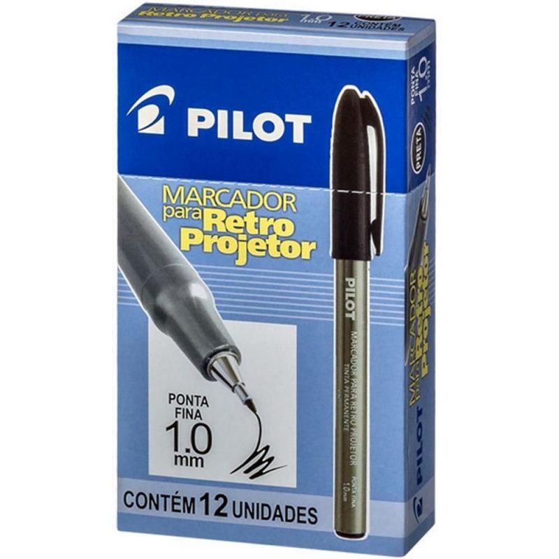 PINCEL RETRO PROJETOR 1.0 PRETO PILOT - 1 CAIXA COM 12 UNIDADES