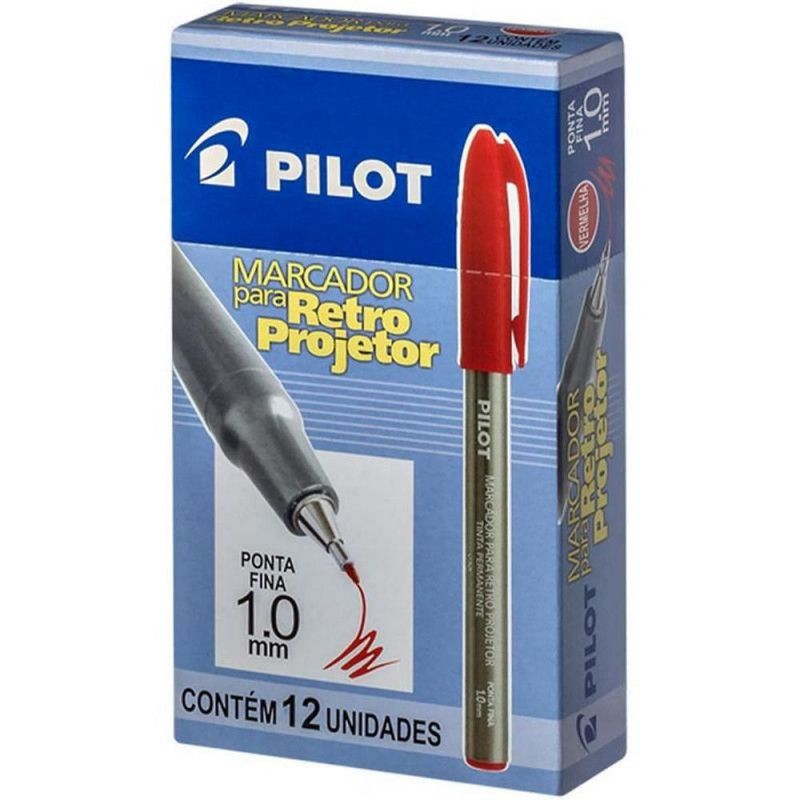 PINCEL RETRO PROJETOR 1.0 VERMELHO PILOT - 1 CAIXA COM 12 UNIDADES