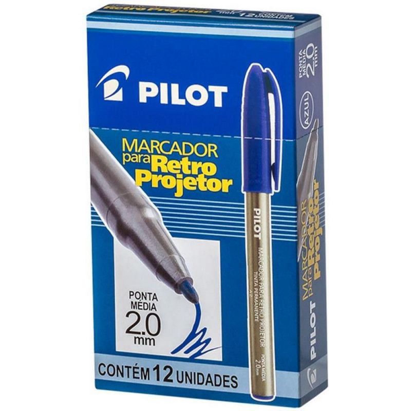 PINCEL RETRO PROJETOR 2.0 AZUL PILOT - 1 CAIXA COM 12 UNIDADES