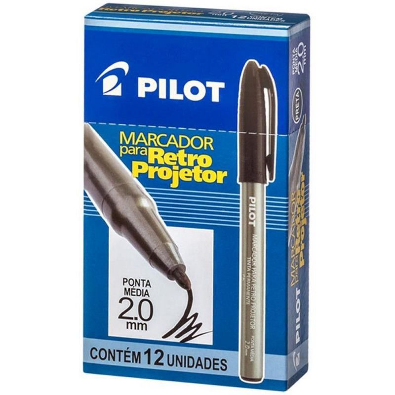 PINCEL RETRO PROJETOR 2.0 PRETO PILOT - 1 CAIXA COM 12 UNIDADES