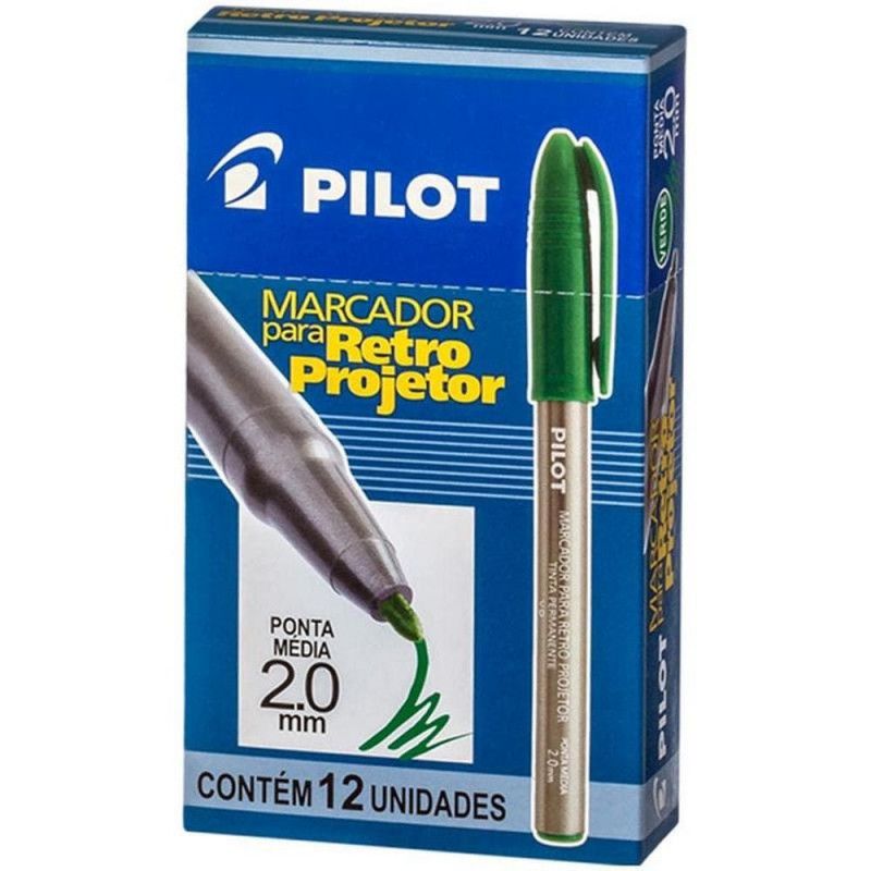 PINCEL RETRO PROJETOR 2.0 VERDE PILOT - 1 CAIXA COM 12 UNIDADES